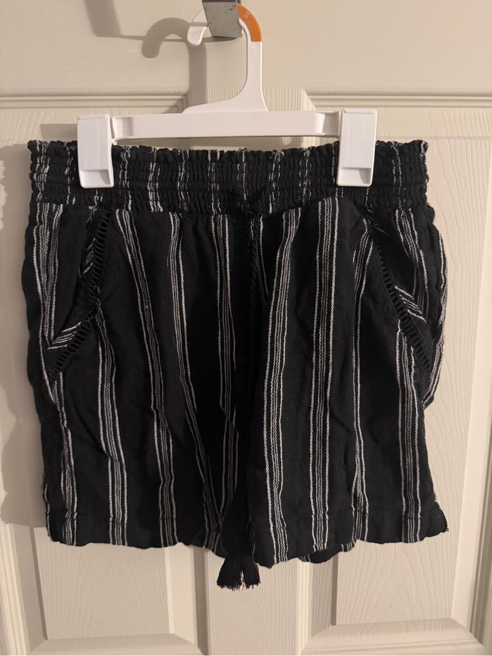 Briggs New York Black and White Striped High Waist Shorts